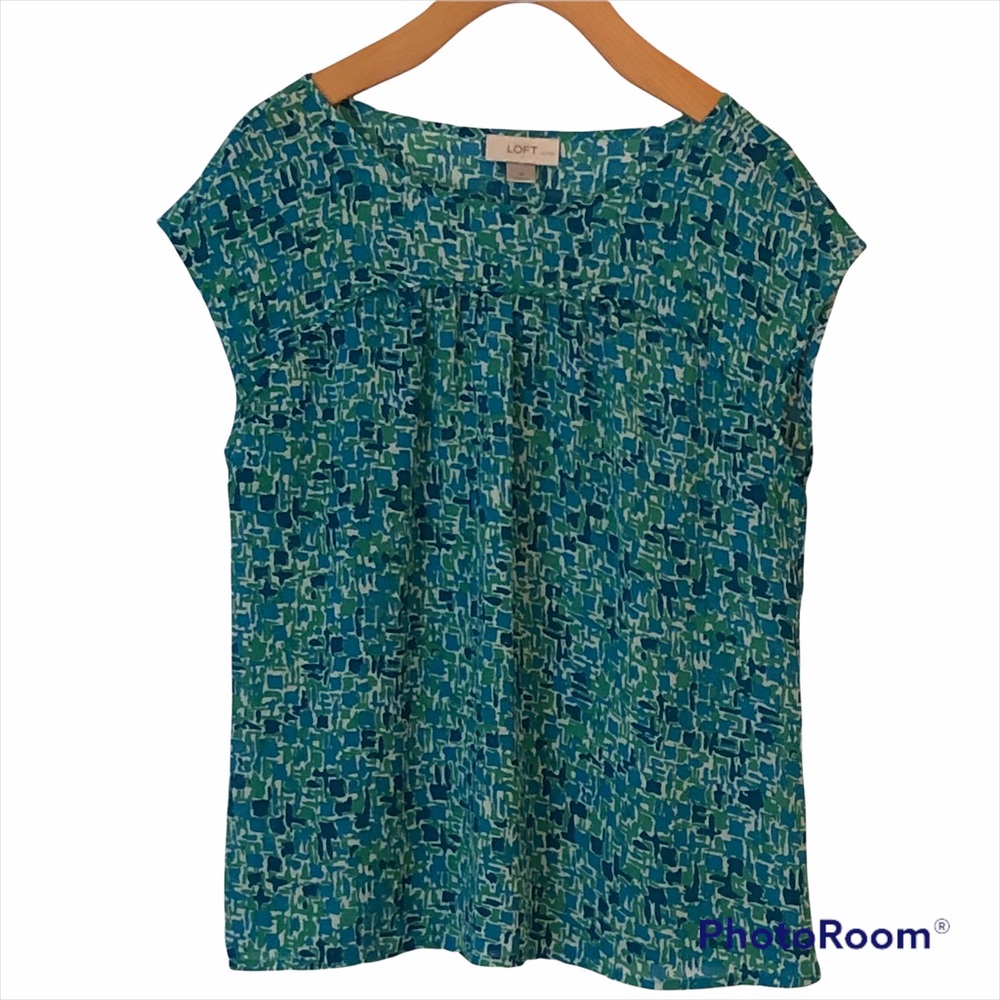 Loft Green and Blue short sleeve top